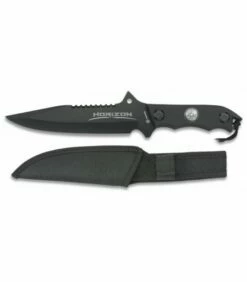 Albainox Horizon black tactical knife with compass