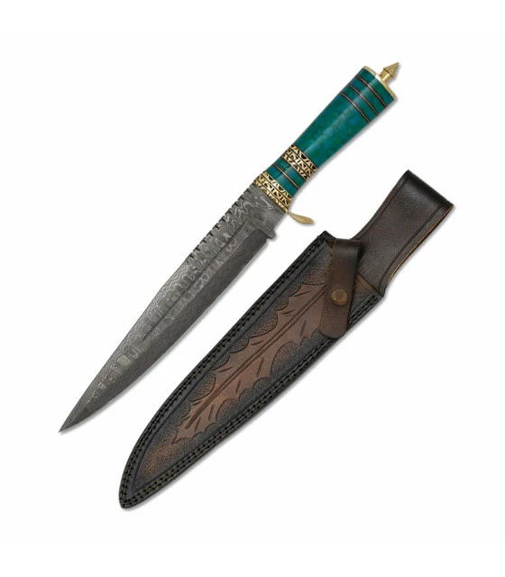 Albainox Damascus steel sports knife with glass breaker tip and sheath 1 Albainox Damascus steel sports knife with glass breaker tip and sheath