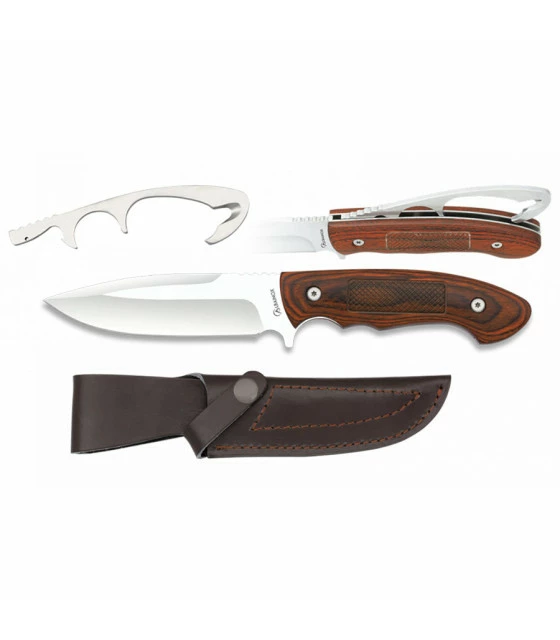 Albainox Hunting knife with skinner blade, wooden handle 1 Albainox Hunting knife with skinner blade, wooden handle