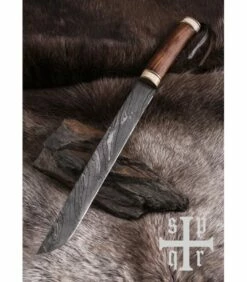 SPQR Knife damascus viking Seax, fist nut and bone 10 SPQR Knife damascus viking Seax, fist nut and bone -Fives Knives Sales 2022 knife damascus viking seax fist nut and bone 3