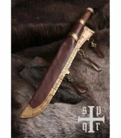 SPQR Knife damascus viking Seax, fist nut and bone 12 SPQR Knife damascus viking Seax, fist nut and bone -Fives Knives Sales 2022 knife damascus viking seax fist nut and bone 5