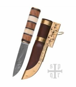 SPQR Knife Viking Seax, Damascus Steel