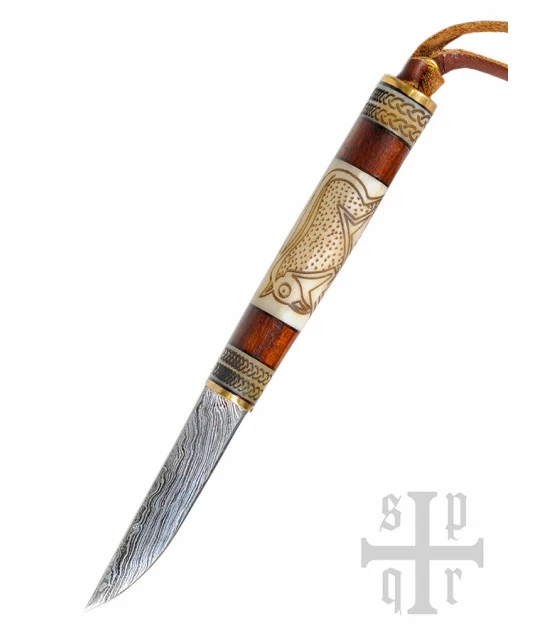 SPQR Knife viking small steel Damascus wood and bone 1 SPQR Knife viking small steel Damascus wood and bone