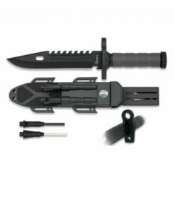 Albainox Survival knife with flint, sharpener and compass