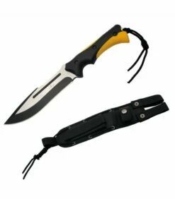 Third tactical knife handle yellow-black